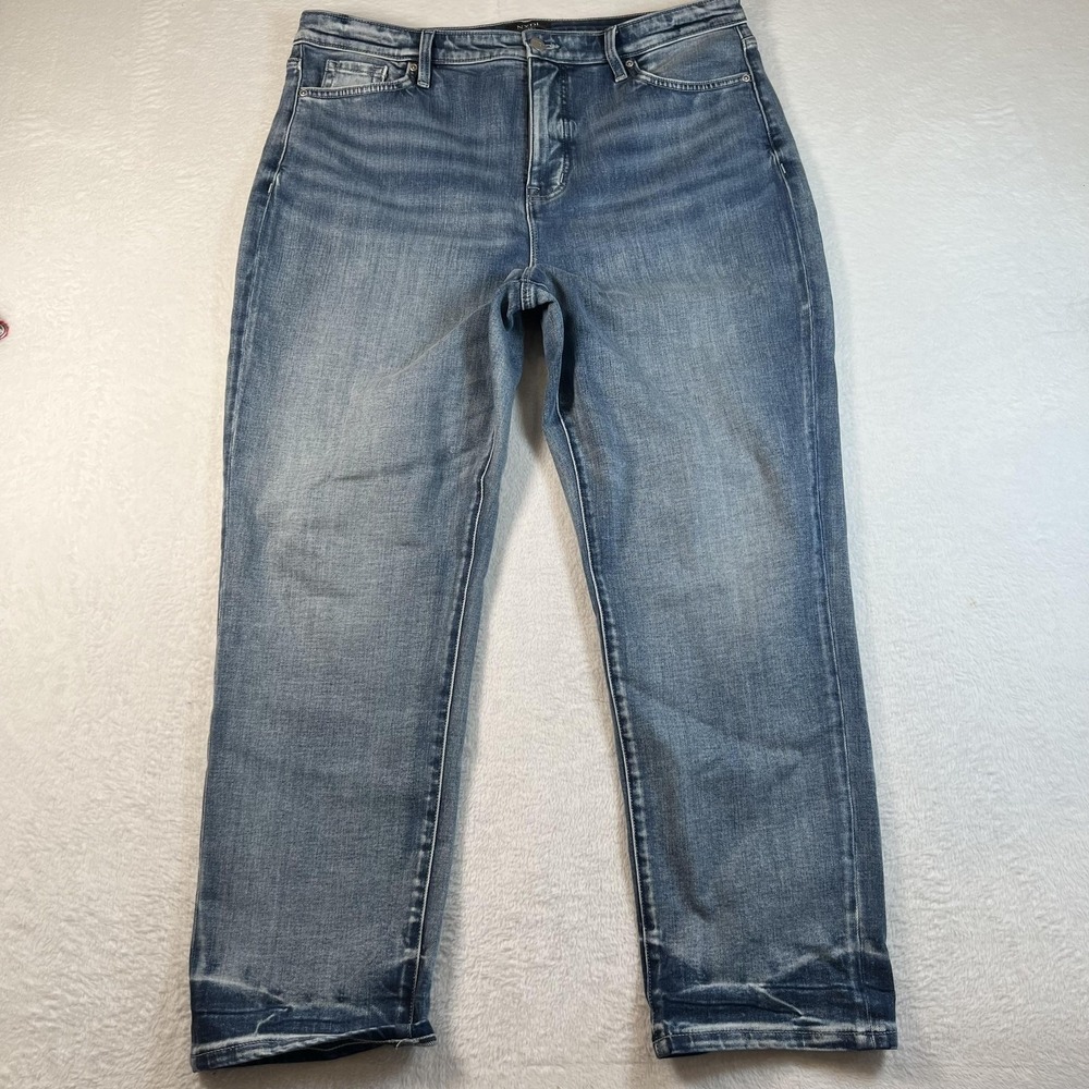 NYDJ Boyfriend Jeans Womens 12 Blue Med Wash High Rise Lift Tuck 36x27.5